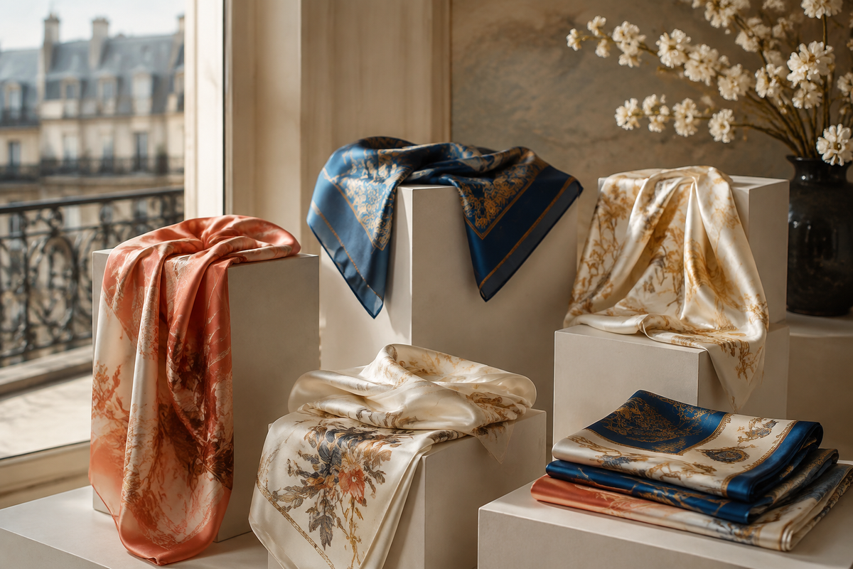 Bannière de la collection Foulards & Carrés de Soie – NeckChic