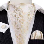 Ascot soyeux doté de boutons et pochette