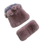 Bonnet avec écharpe femme en fourrure