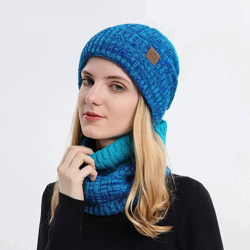 Bonnet avec snood tricoté pour femme