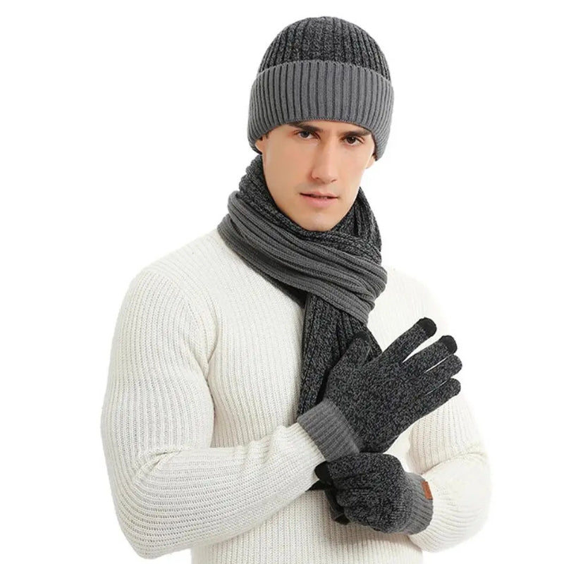 Bonnet écharpe et gants assortis homme