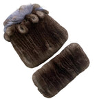 Bonnet écharpe pour femme en fourrure