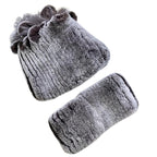 Bonnet femme et écharpe en fourrure