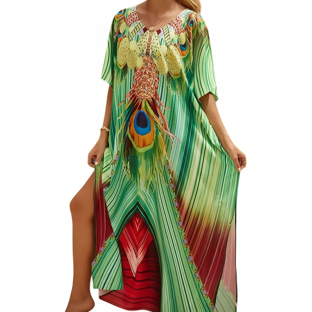 Caftan coloré orné d’un imprimé africain
