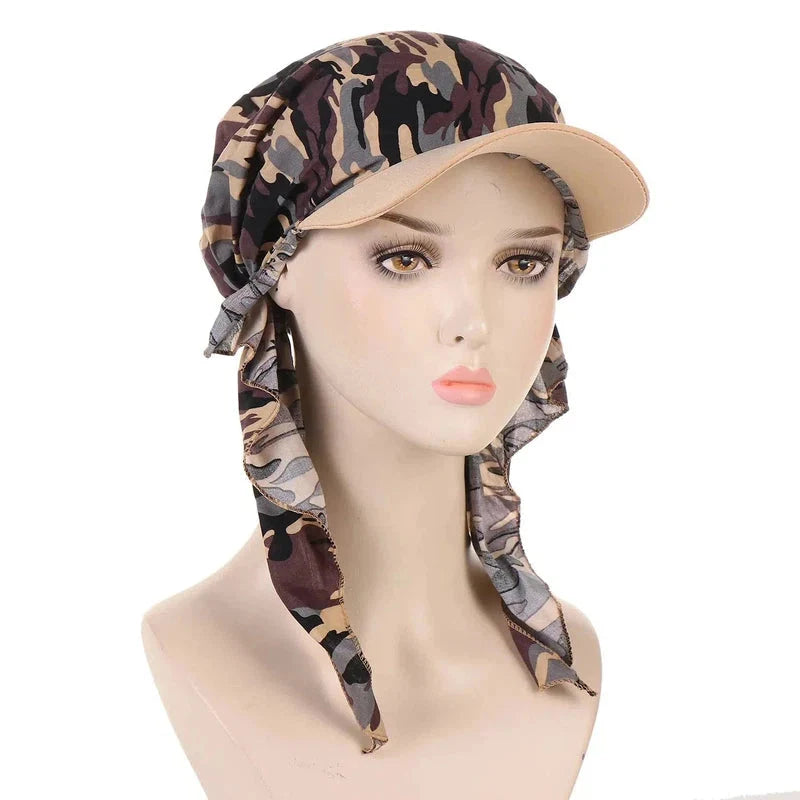 Casquette foulard avec visière intégrée