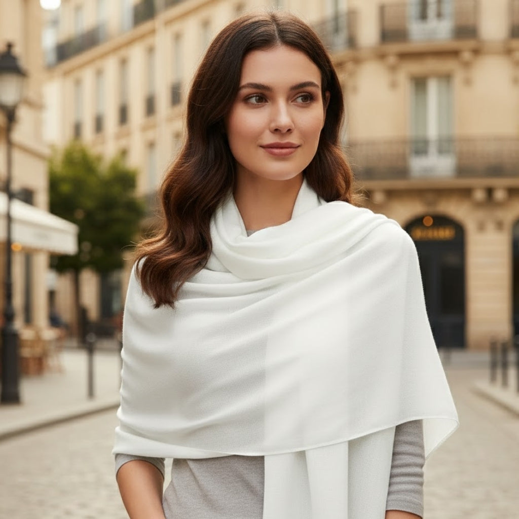 Châle étole blanc