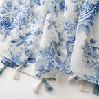 Chèche bleu avec motif floral