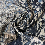 Chèche motifs ethniques dans les tons bleu noir