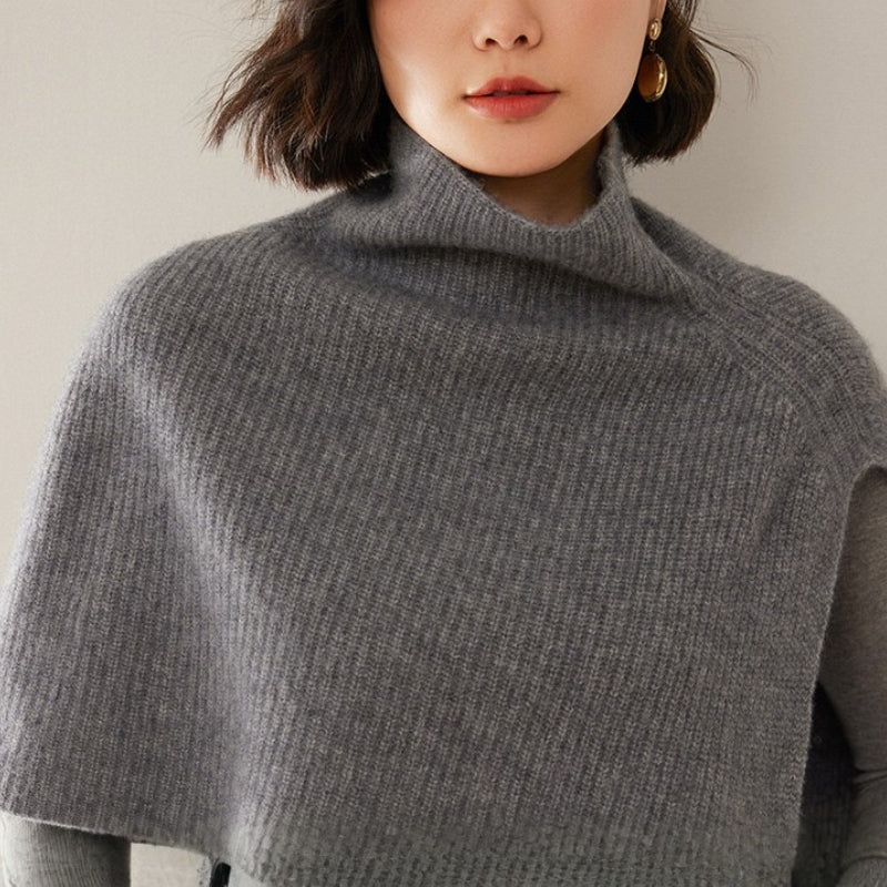 Court poncho en cachemire