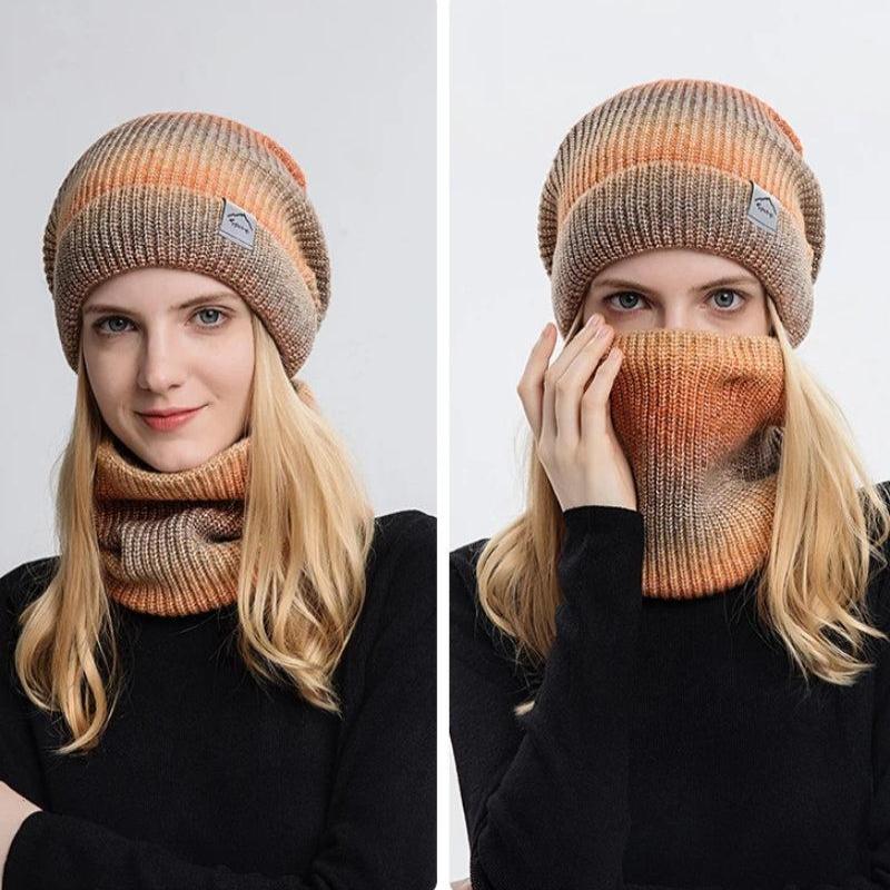 Duo bonnet et tour de cou femme