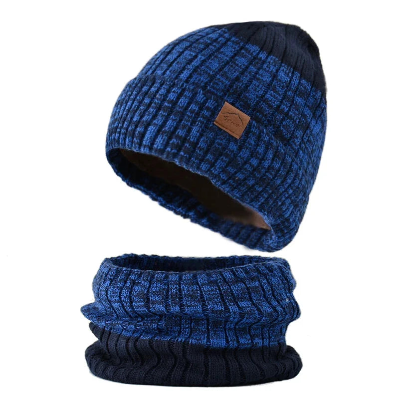 Duo homme bonnet et tour de cou en tricot