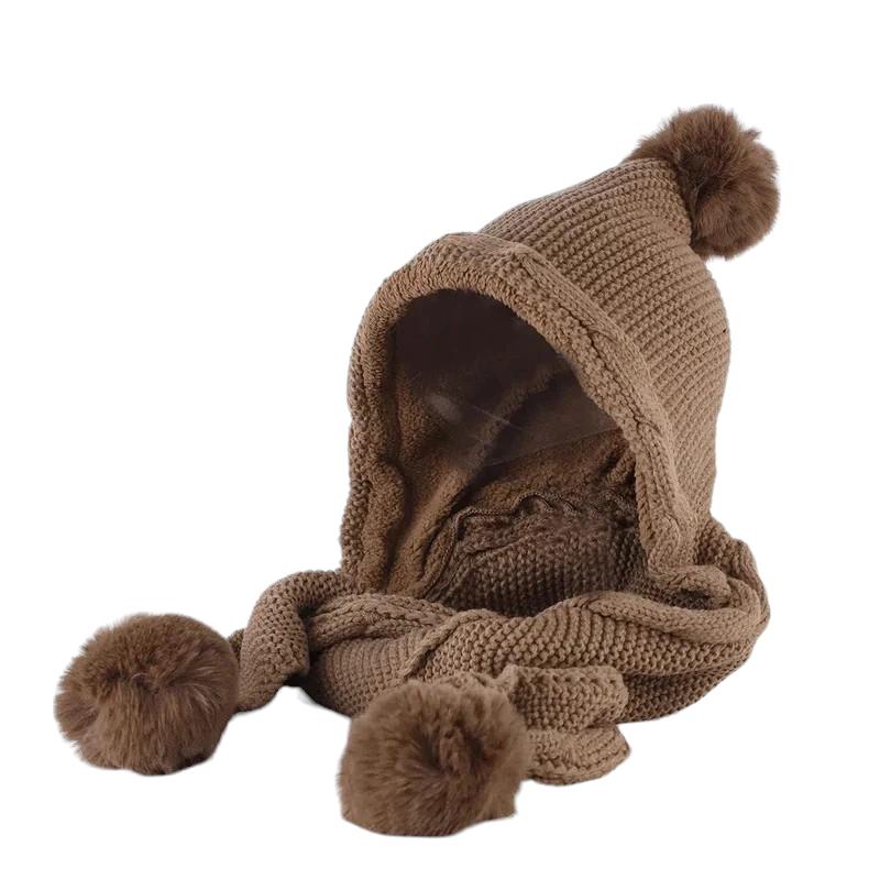 Écharpe à capuche avec pompon pour adulte
