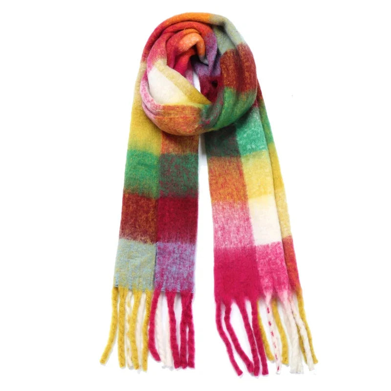 Écharpe à carreaux au format plaid pour femme