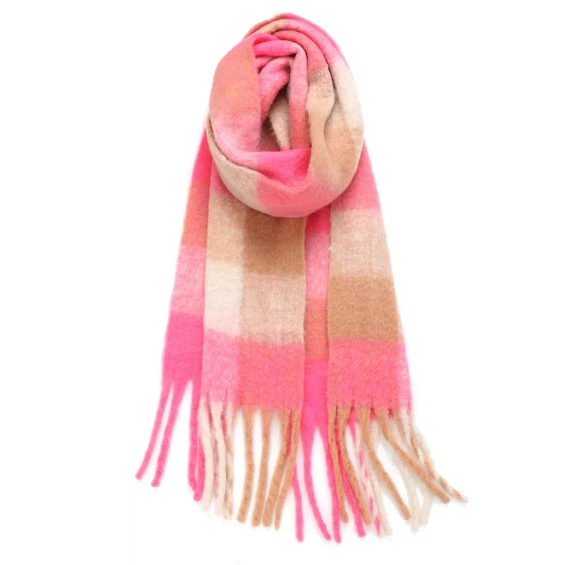Écharpe à motif carreaux façon plaid pour femme