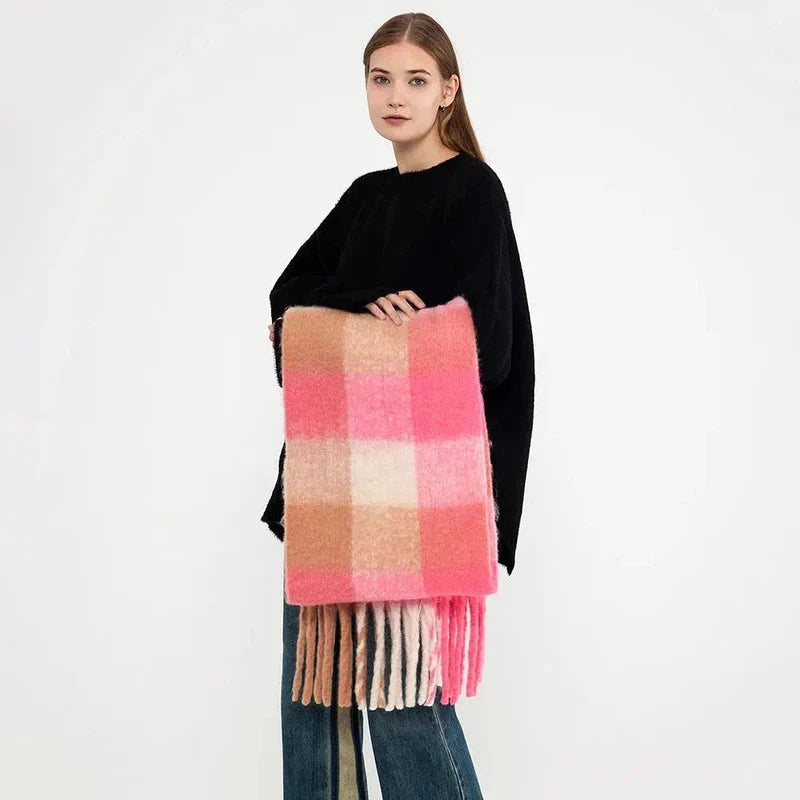 Écharpe à motif carreaux style plaid