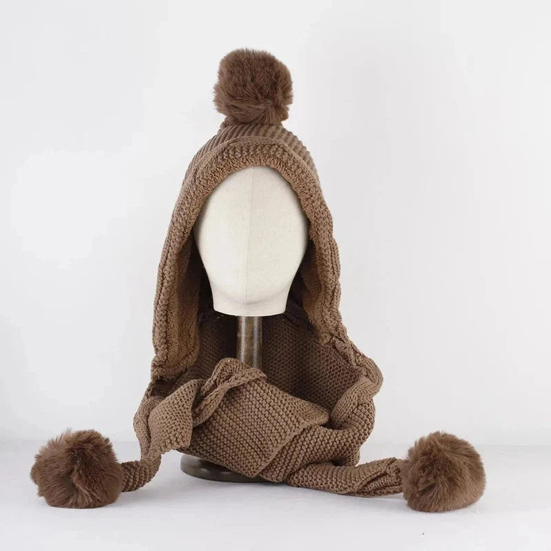 Écharpe adulte avec capuche et pompon