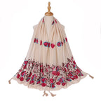 Écharpe aux fleurs en broderie