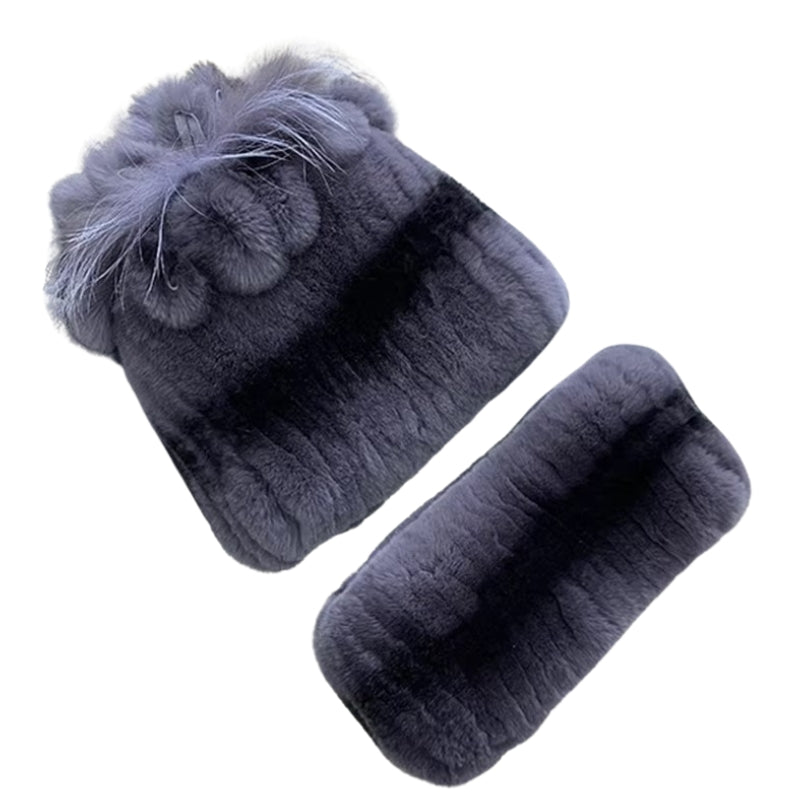 Écharpe bonnet femme en fourrure