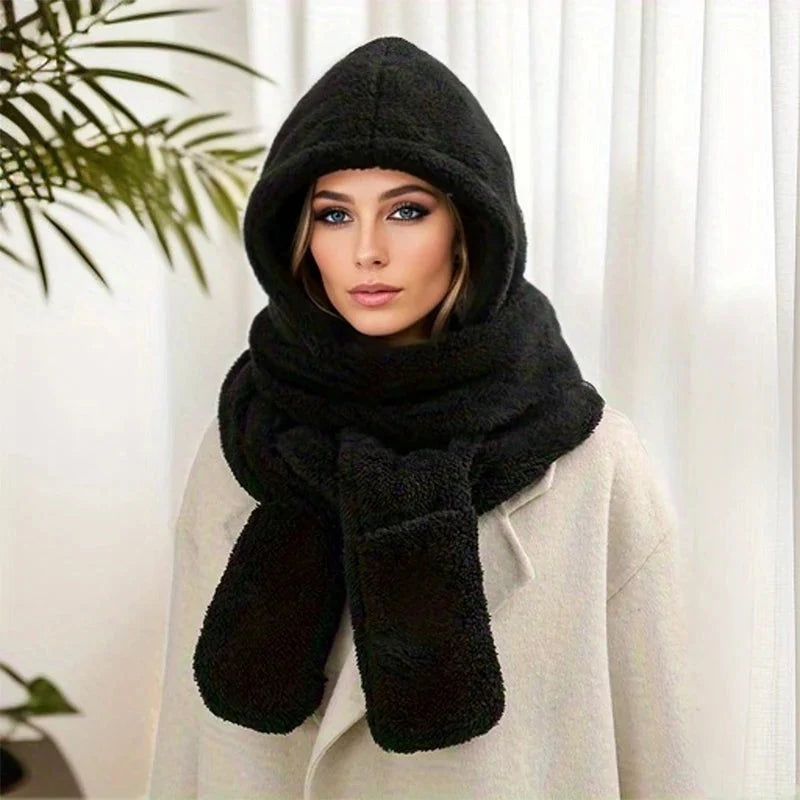 Écharpe capuche polaire féminine
