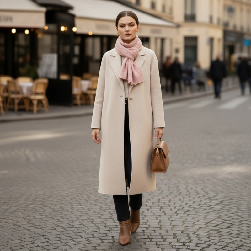 Écharpe couleur rose poudré en cachemire
