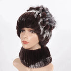 Écharpe de fourrure et bonnet coordonné