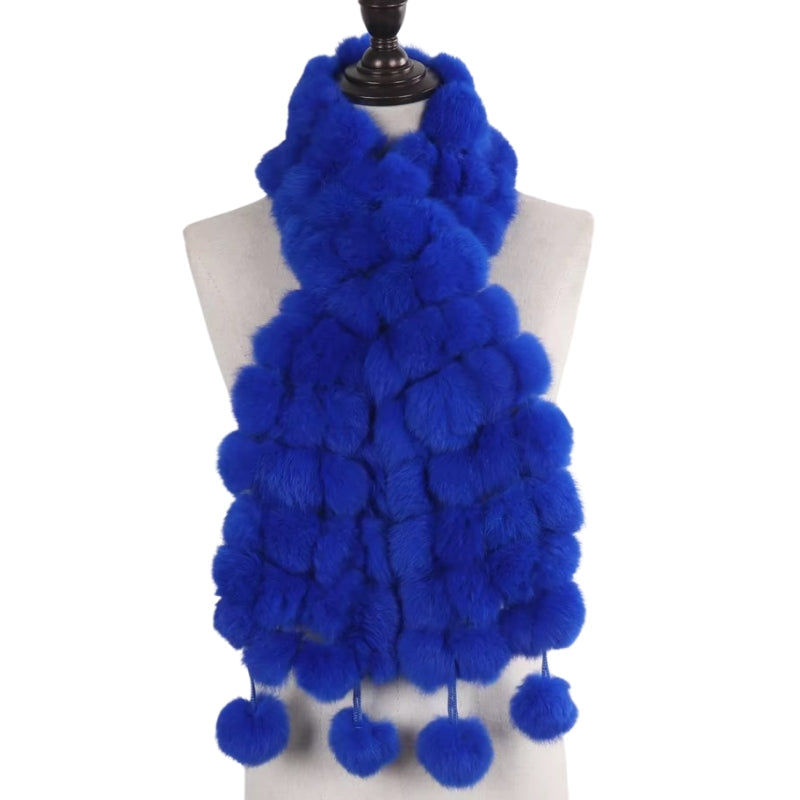 Écharpe décorative avec pompon en fourrure