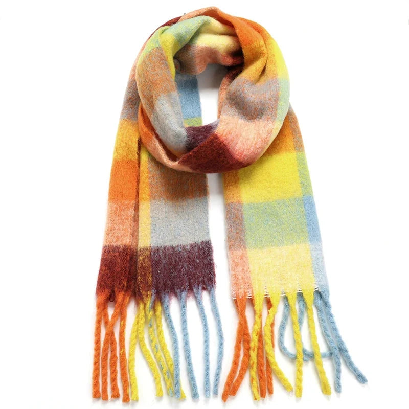 Écharpe façon plaid avec carreaux