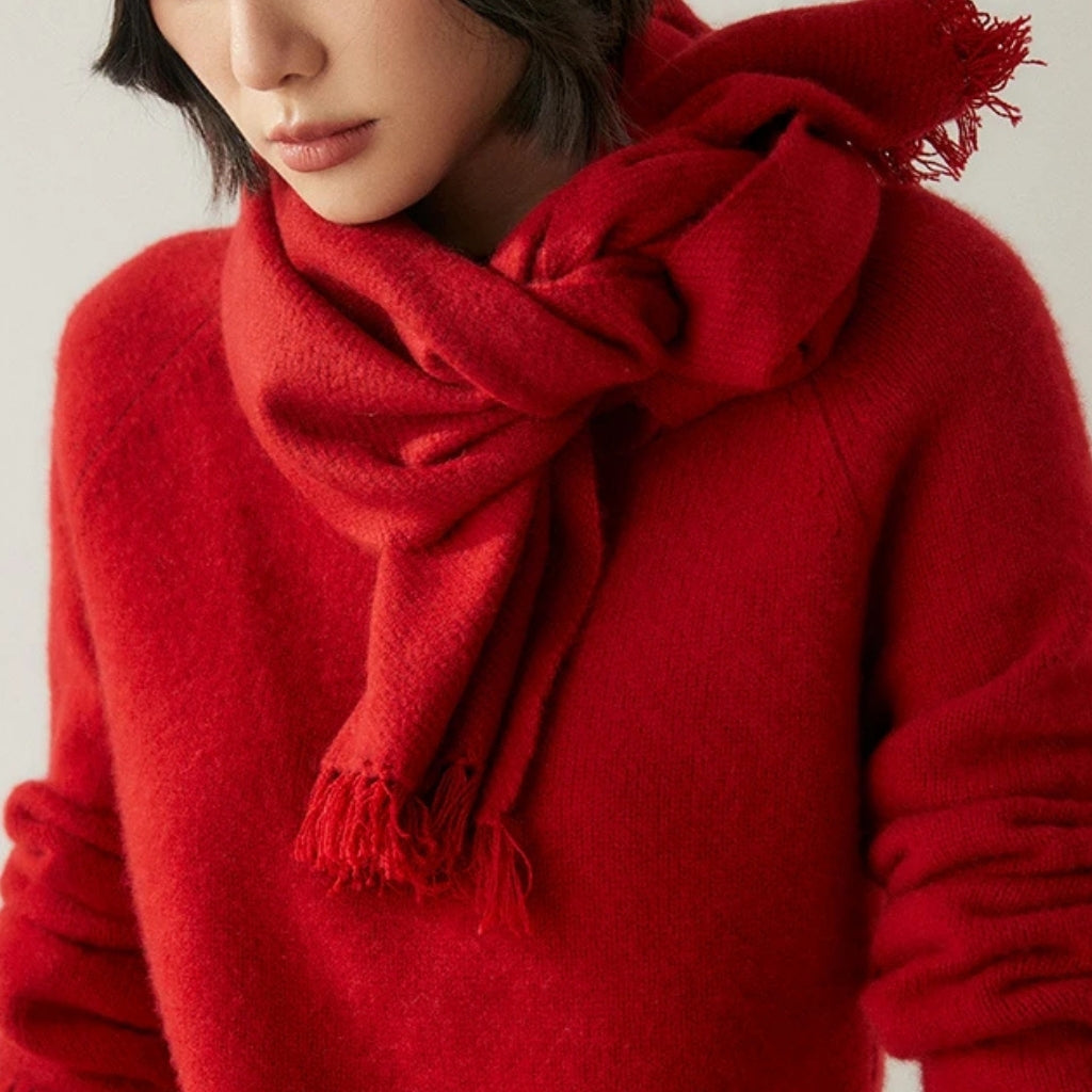 Écharpe femme en cachemire rouge