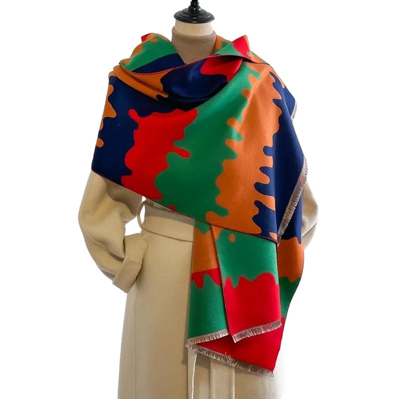 Écharpe femme façon plaid grand format