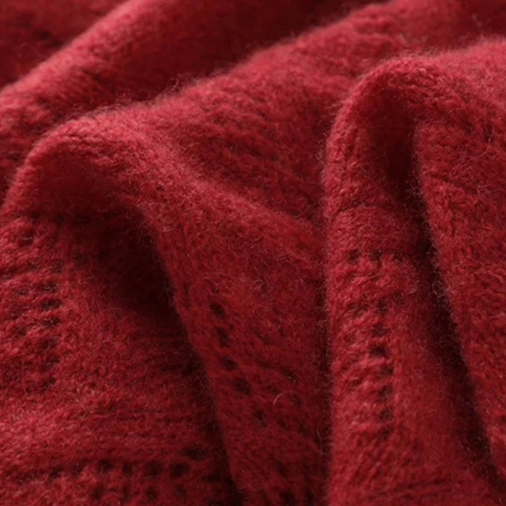 Écharpe femme rouge confectionnée en cachemire