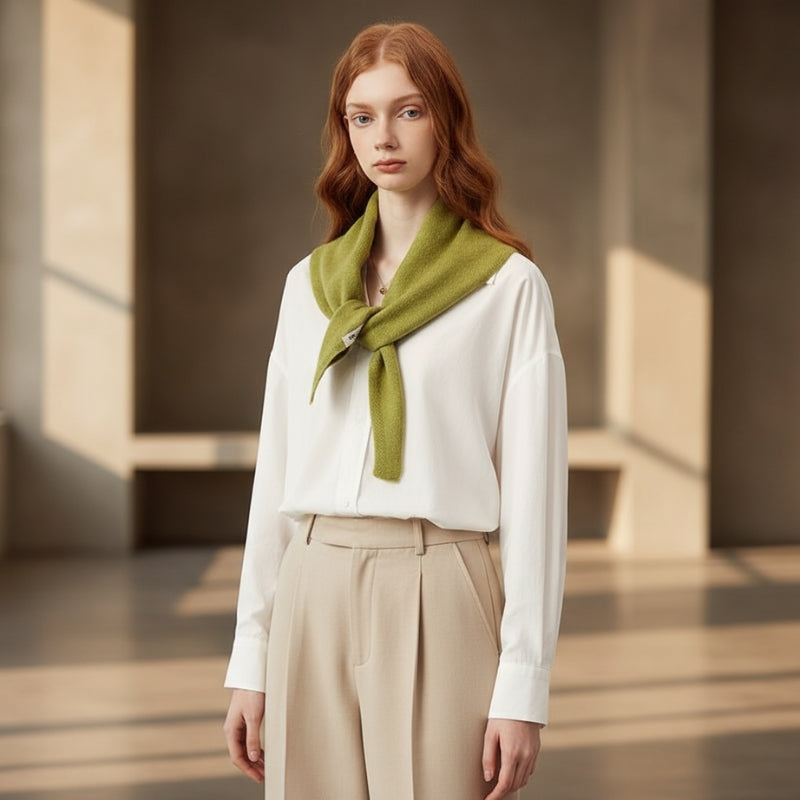 Écharpe femme tricotée de forme triangulaire