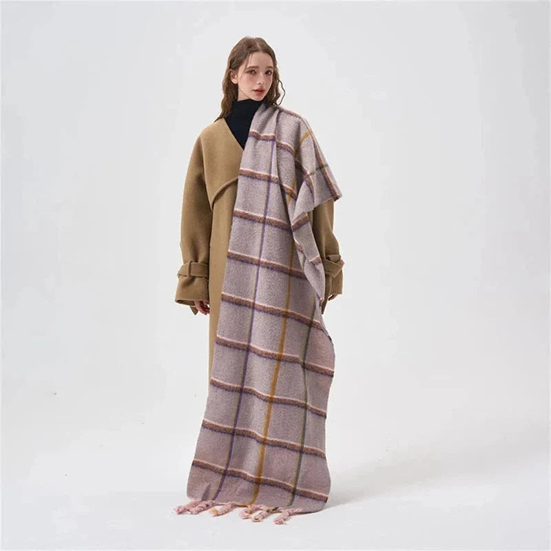Écharpe format maxi style plaid