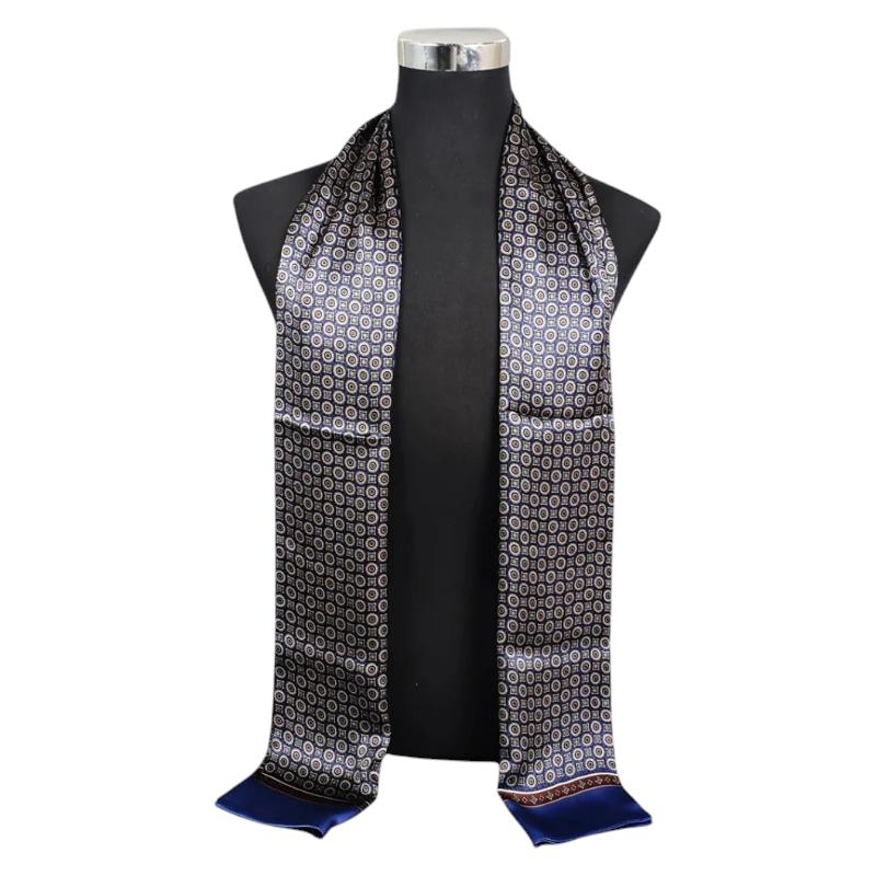 Écharpe homme en soie décor cachemire