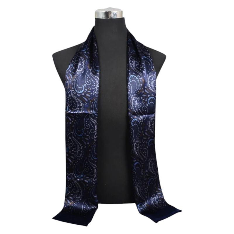 Écharpe homme en soie ornée de motifs cachemire