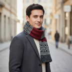 Écharpe masculine ornée d'un motif jacquard