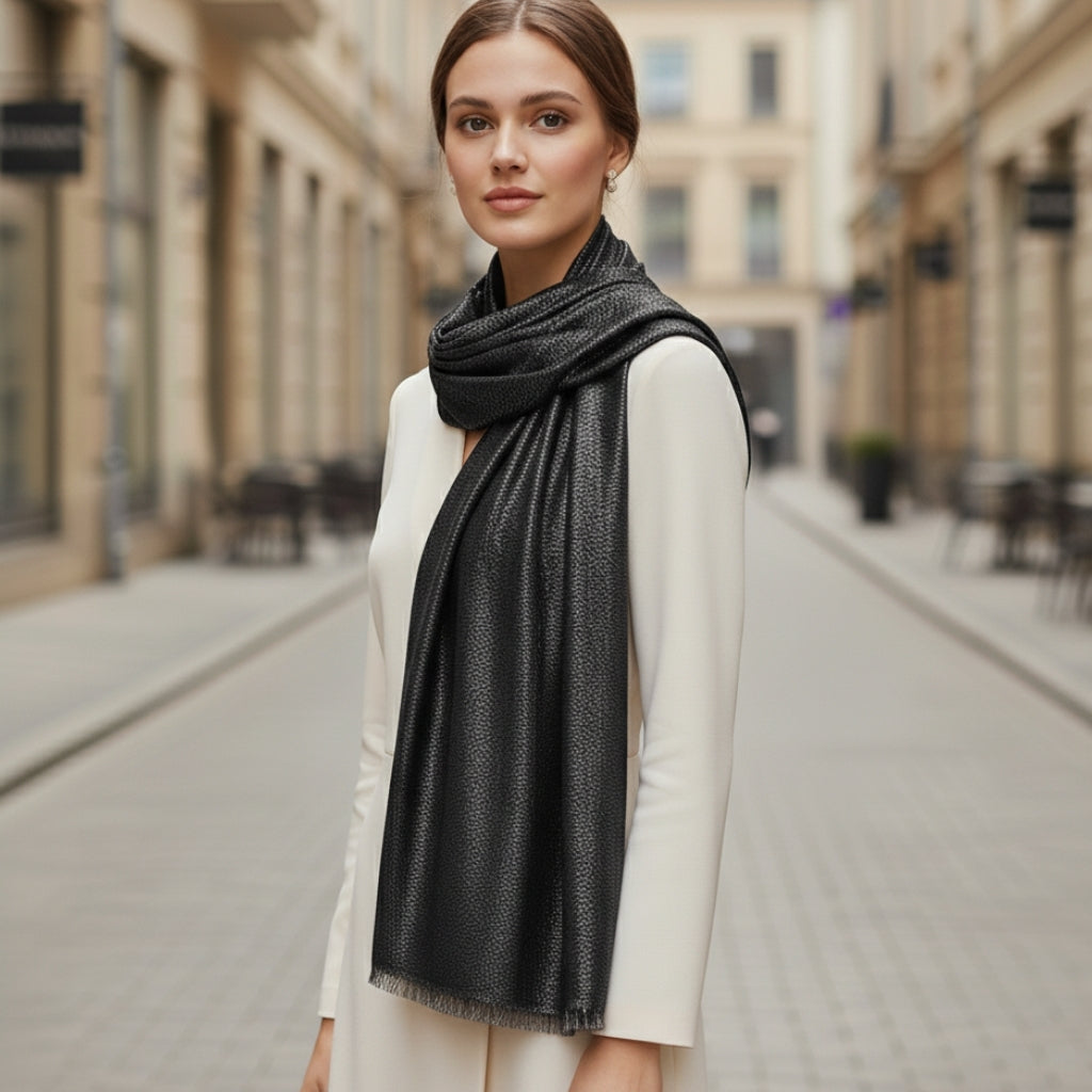Écharpe pailletée noire