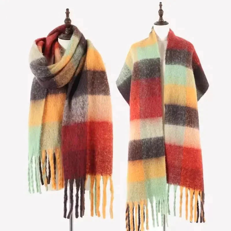 Écharpe pour femme façon plaid à carreaux