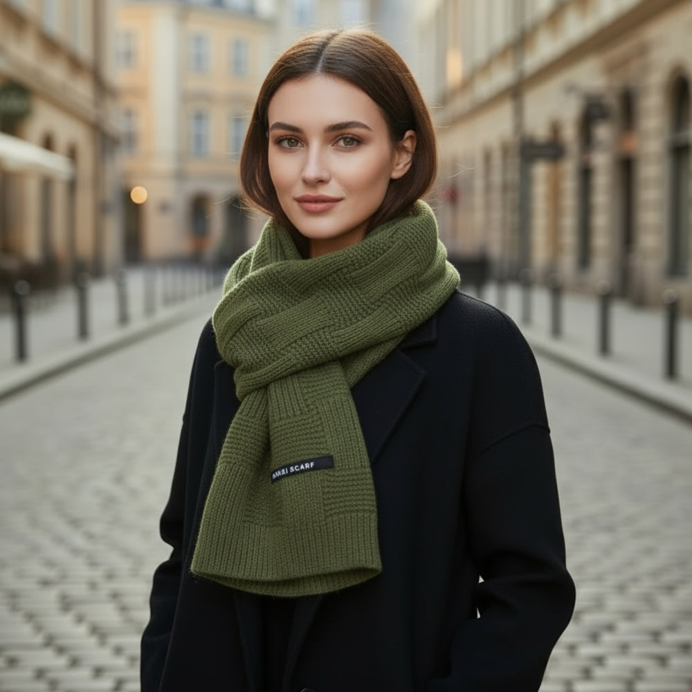 Écharpe pour femme tricotée en maille côtelée
