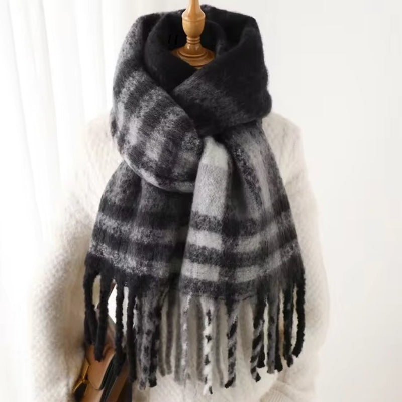 Écharpe tartan façon grand plaid