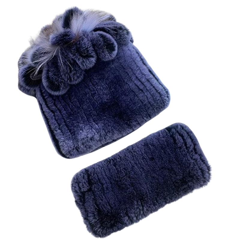 En fourrure, bonnet écharpe pour femme