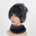 Ensemble assorti bonnet et écharpe de fourrure