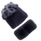 Ensemble bonnet écharpe en fourrure pour femme