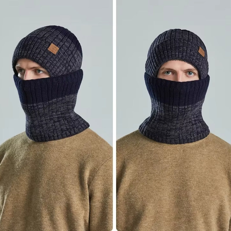 Ensemble homme bonnet et snood en tricot