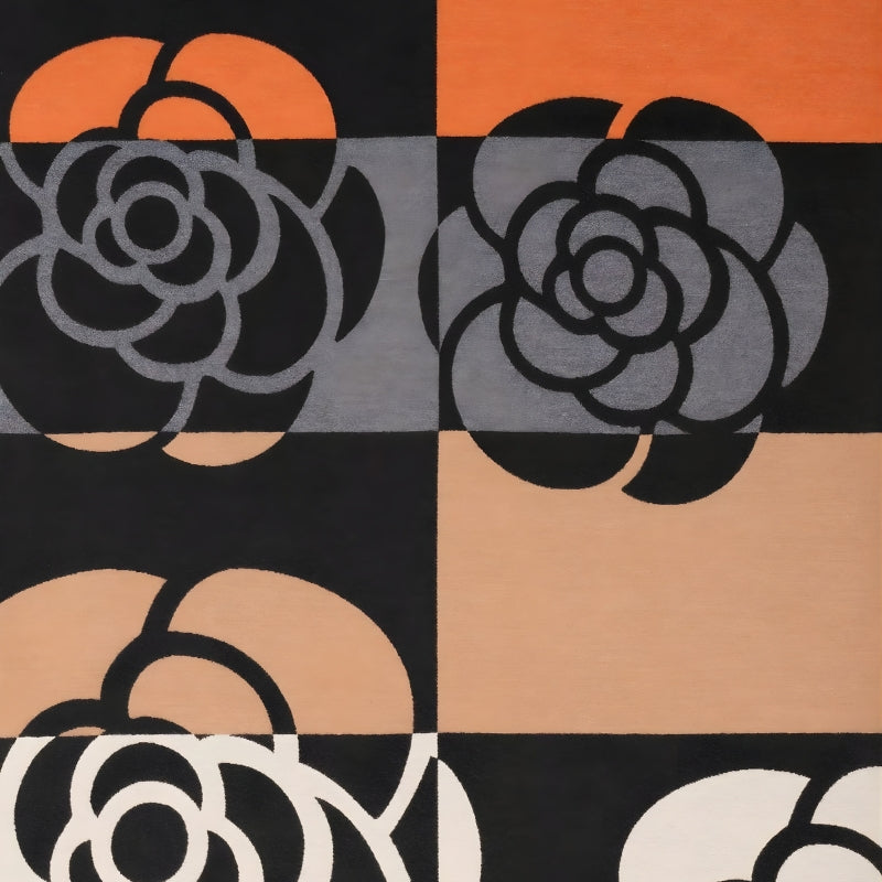 Étole avec motif de camélia géométrique