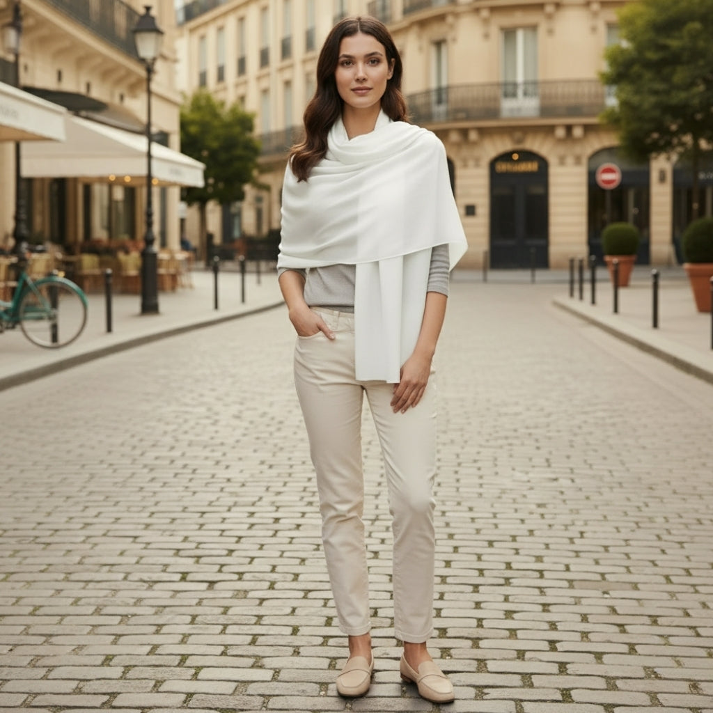 Étole blanche façon châle