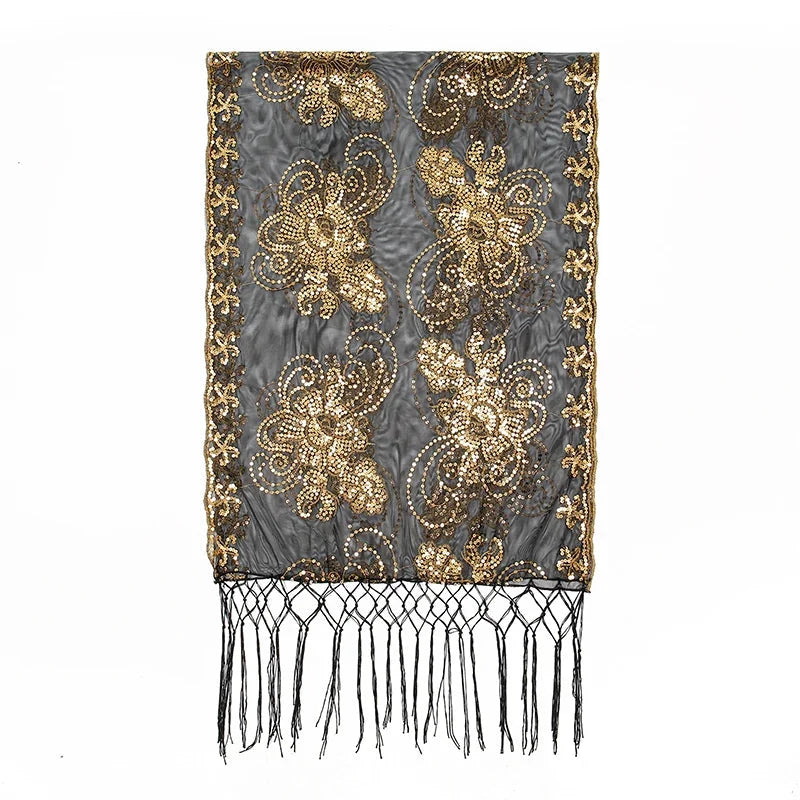 Étole brillante ornée de paillettes et sequins