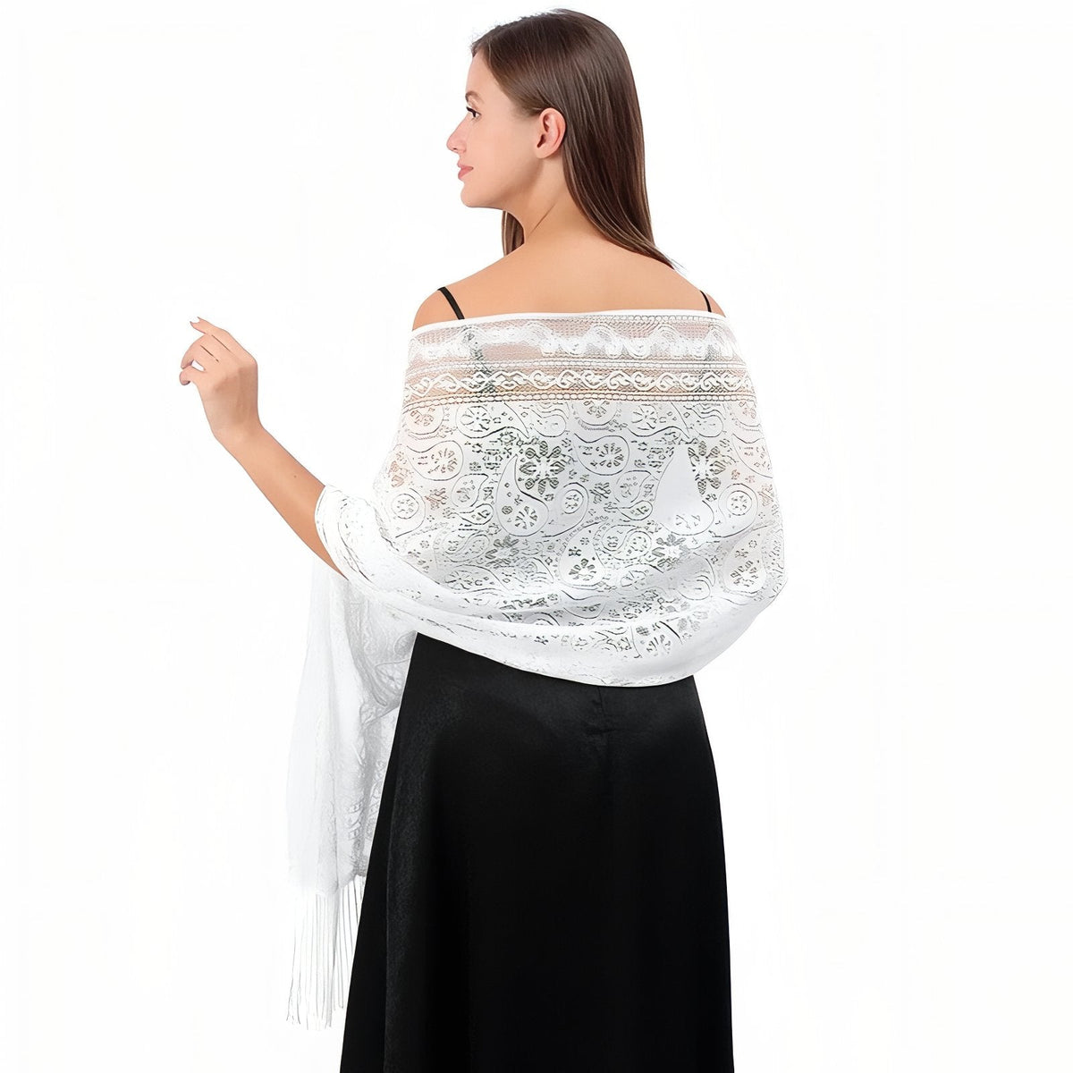 Étole dentelle blanche femme