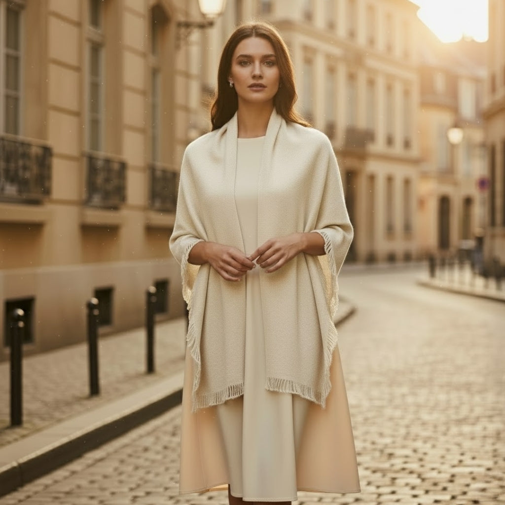 Étole en cachemire beige