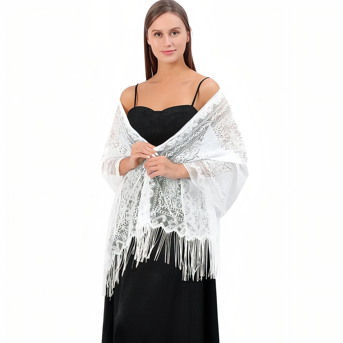 Étole en dentelle blanc pour femme