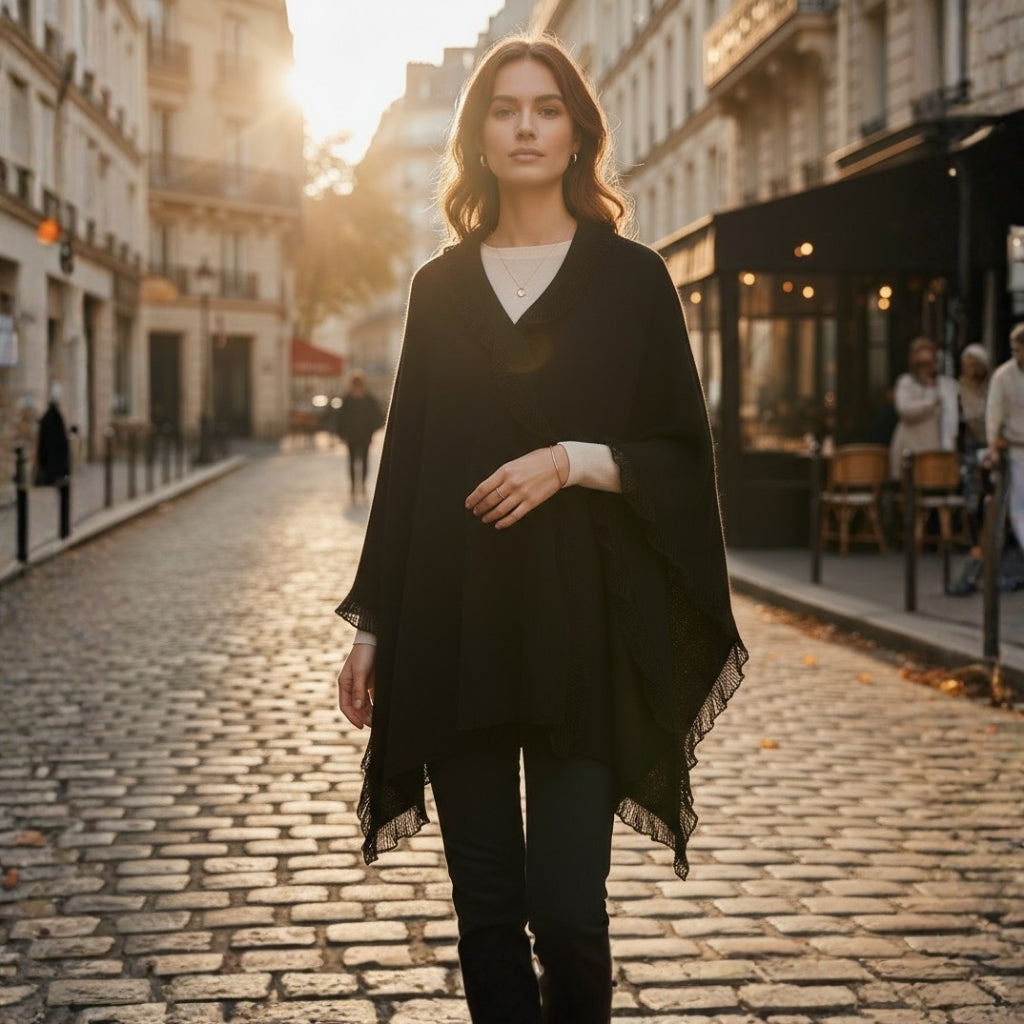 Étole en matière cachemire noire